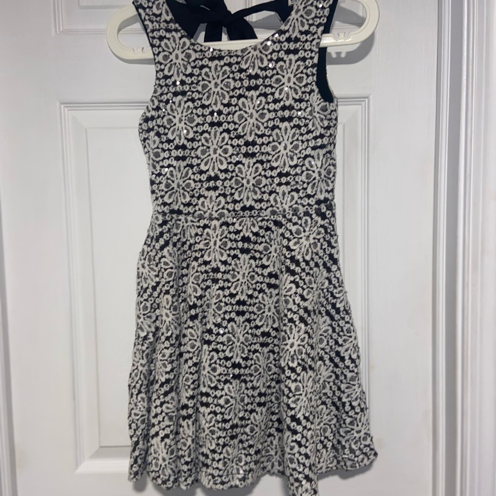 EUC girls XL 14. Ruum party dress black, white & sequins